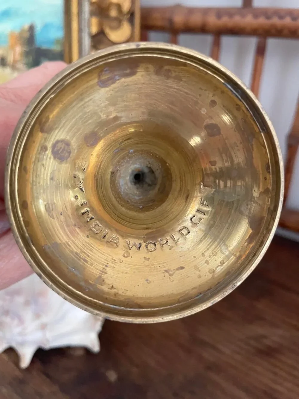 3 piece Vintage Brass Decor Collection Hammered Brass Bowl, Goblet & cachepot